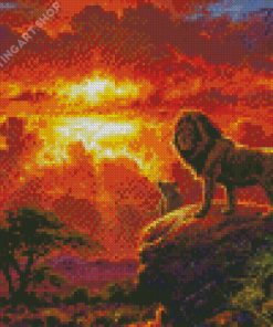 Lion Sunset Art Diamond Painting Art