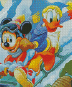 Mickey Mouse And Donald Duck Enjoying Diamond Painting Art