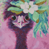 Purple Ostrich And Flowers Diamond Painting Art