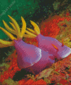 Purple Yellow Sea Slug Diamond Painting Art