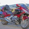 Red And Black Honda Gold Wing Motorcycle Diamond Painting Art