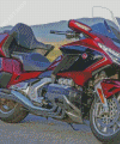 Red And Black Honda Gold Wing Motorcycle Diamond Painting Art