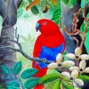 Red Eclectus Parrot Diamond Painting Art