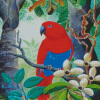 Red Eclectus Parrot Diamond Painting Art