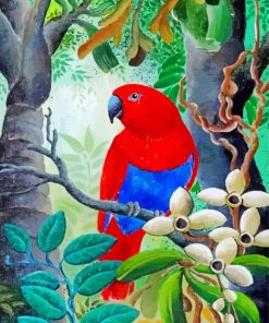 Red Eclectus Parrot Diamond Painting Art
