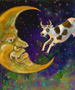 The Cow Jumping Over The Moon Diamond Painting Art