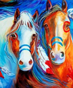 Two Tribal Horses Diamond Painting Art