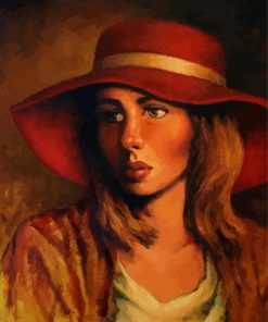 Vintage Girl In Red Hat Diamond Painting Art