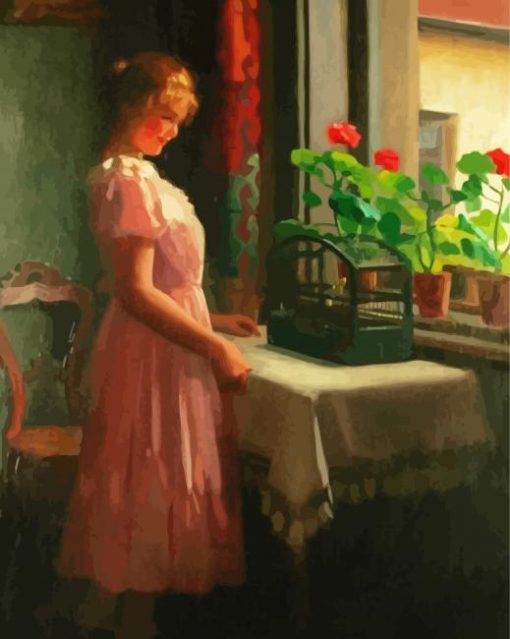 Vintage Pink Lady In Dress Diamond Painting Art
