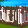 White Picket Fence With Roses Bushes Art Diamond Painting Art