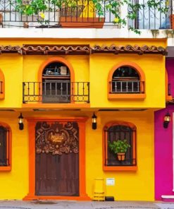 Yellow Mexican House Diamond Painting Art