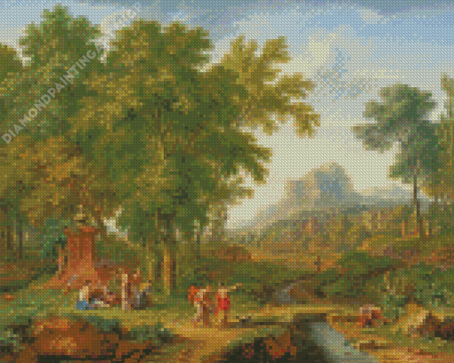 Arcadian Landscape With A Bust Of Flora Huysum Art Diamond Painting Art