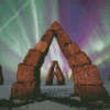 Arctic Henge With Aurora Lights Diamond Painting Art