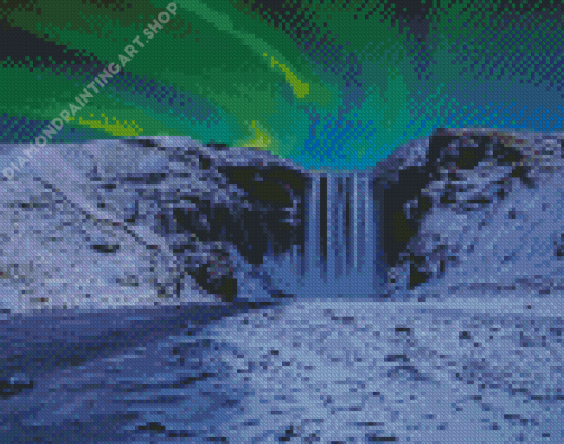 Aurora Winter Waterfall Diamond Painting Art