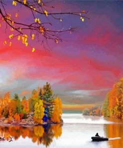 Autumn Lake Landscape Diamond Painting Art
