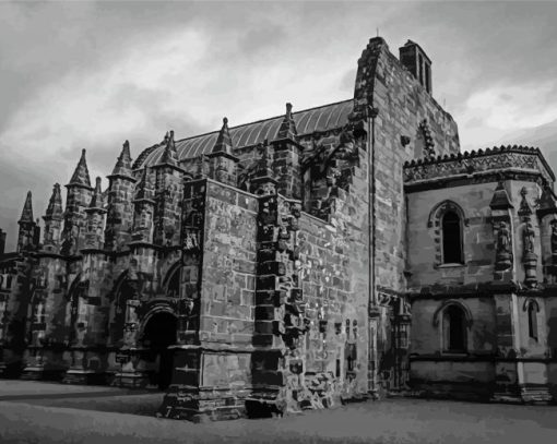 Black And White Rosslyn Chapel Diamond Painting Art