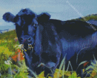 Black Cow Diamond Painting Art