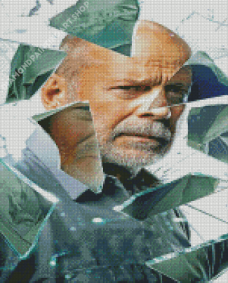 Bruce Willis Broken Glass Reflection Diamond Painting Art