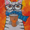 Cat And Coffee Diamond Painting Art