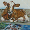 Cow On Sofa Diamond Painting Art