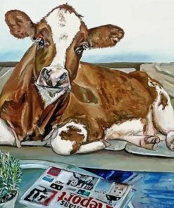 Cow On Sofa Diamond Painting Art