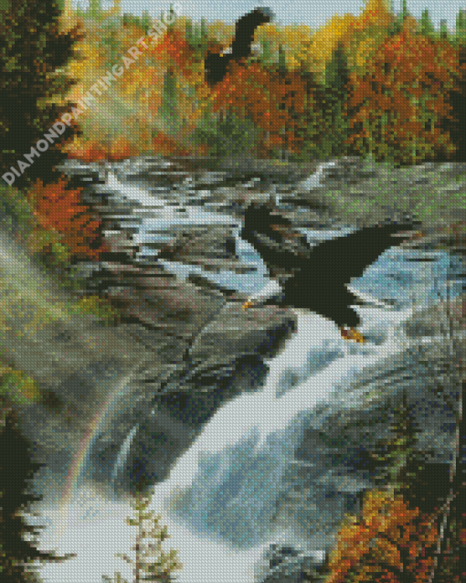 Eagles With Waterfall Diamond Painting Art