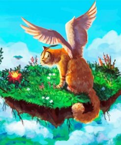 Fantasy Winged Cat Diamond Painting Art