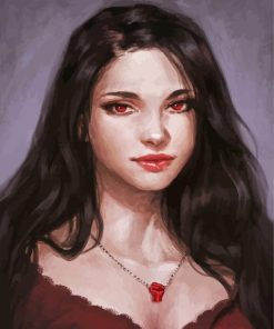 Female Vampire With Red Eyes Diamond Painting Art