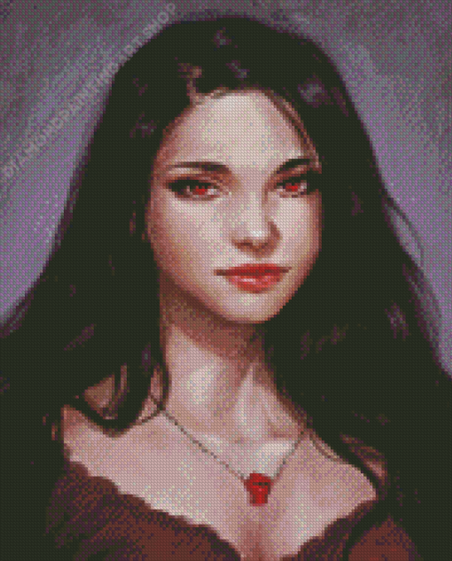 Female Vampire With Red Eyes Diamond Painting Art