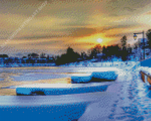 Frozen River In Muskoka Diamond Painting Art