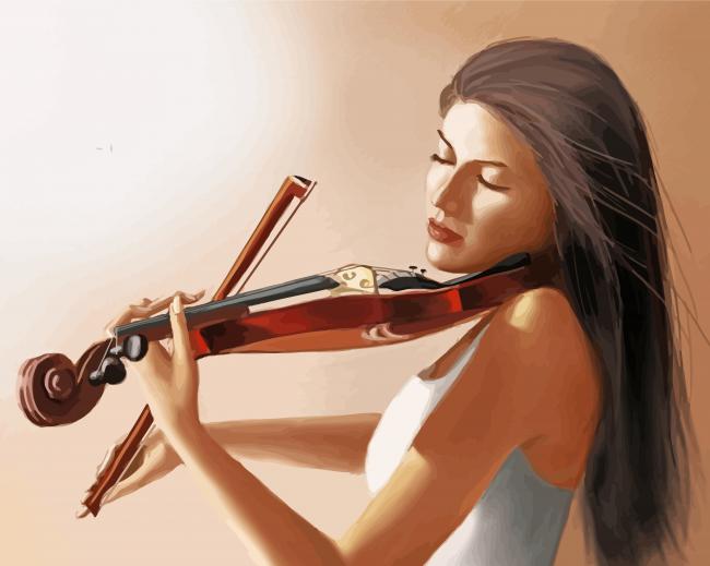 Girl Playing Violin Diamond Painting Art