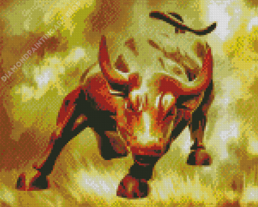 Gold Bull Wall Street Diamond Painting Art