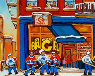 Hockey Canada Illustration Diamond Painting Art
