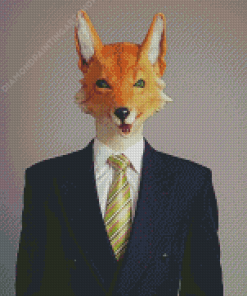 Human Fox In Suit Diamond Painting Art