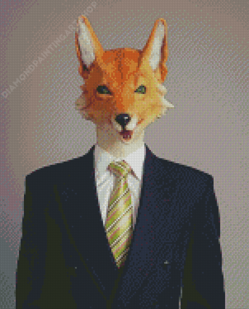 Human Fox In Suit Diamond Painting Art