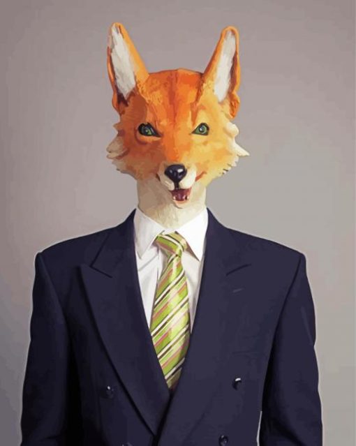 Human Fox In Suit Diamond Painting Art