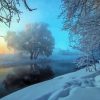 Misty Sunrise In Winter Diamond Painting Art