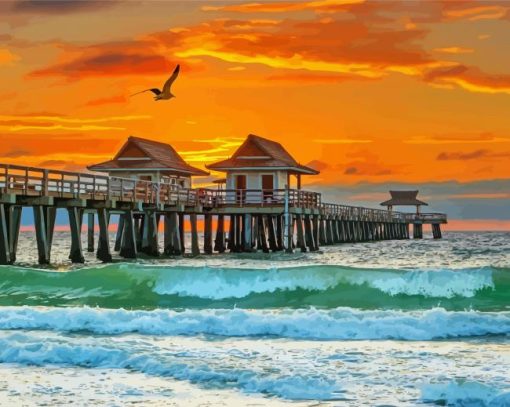 Naples Beach Sunset Diamond Painting Art