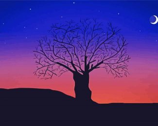 Night Tree Silhouette Art Diamond Painting Art
