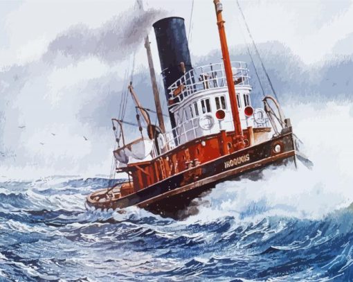 Ocean Waves Towboat Diamond Painting Art