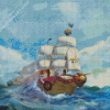 One Piece Ship Thousand Sunny Art Diamond Painting Art
