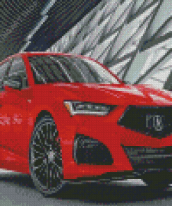 Red Acura Car Diamond Painting Art