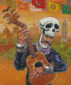 Skull Guitar Illustration Diamond Painting Art