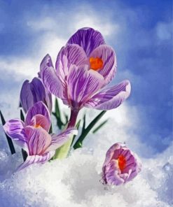 Spring Flower In Snow Diamond Painting Art