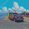The Woodie Car On Beach Diamond Painting Art