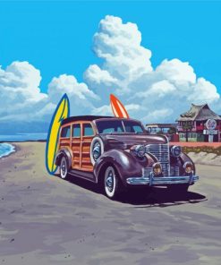 The Woodie Car On Beach Diamond Painting Art