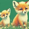 Two Wild Baby Foxes Diamond Painting Art