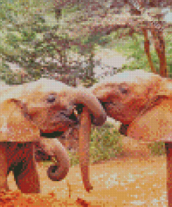 Two Cute Elephants Snuggling Diamond Painting Art