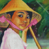 Vietnamese Little Girl Diamond Painting Art