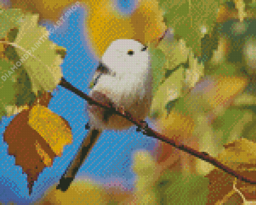 White Long Tailed Tit Diamond Painting Art